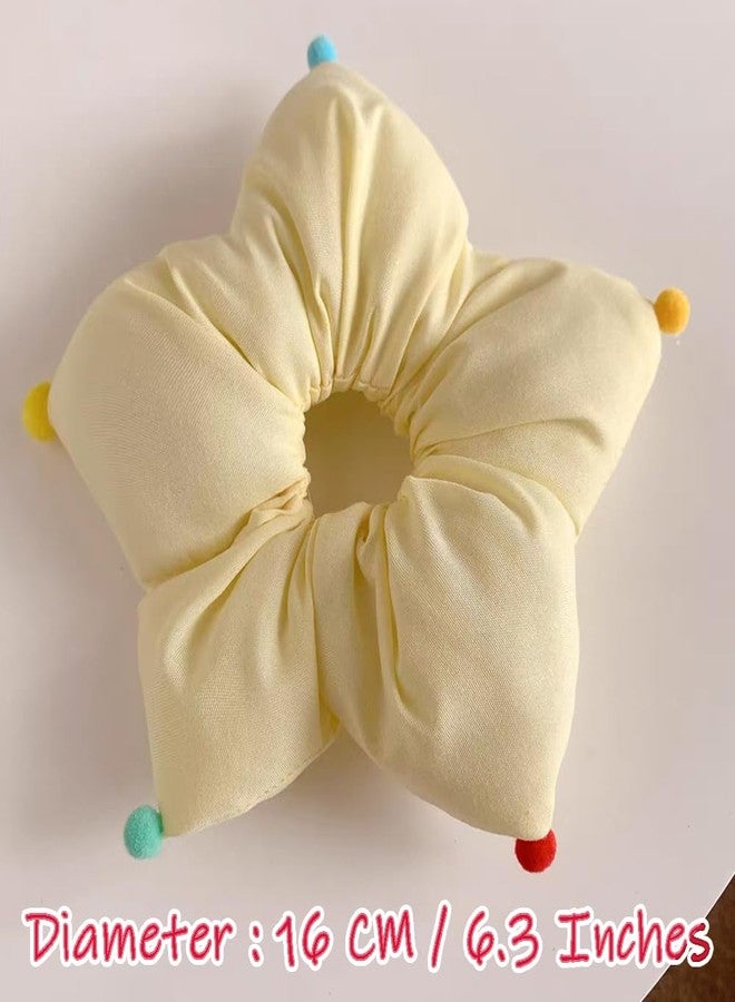 Ouliget Large Satin Scrunchies,Cute Oversized Flower Hair Bands for Girls Women,Creative Hair Ties Ponytail Decorative Headwear for Christmas Party Decoration (Star yellow) - Image 4